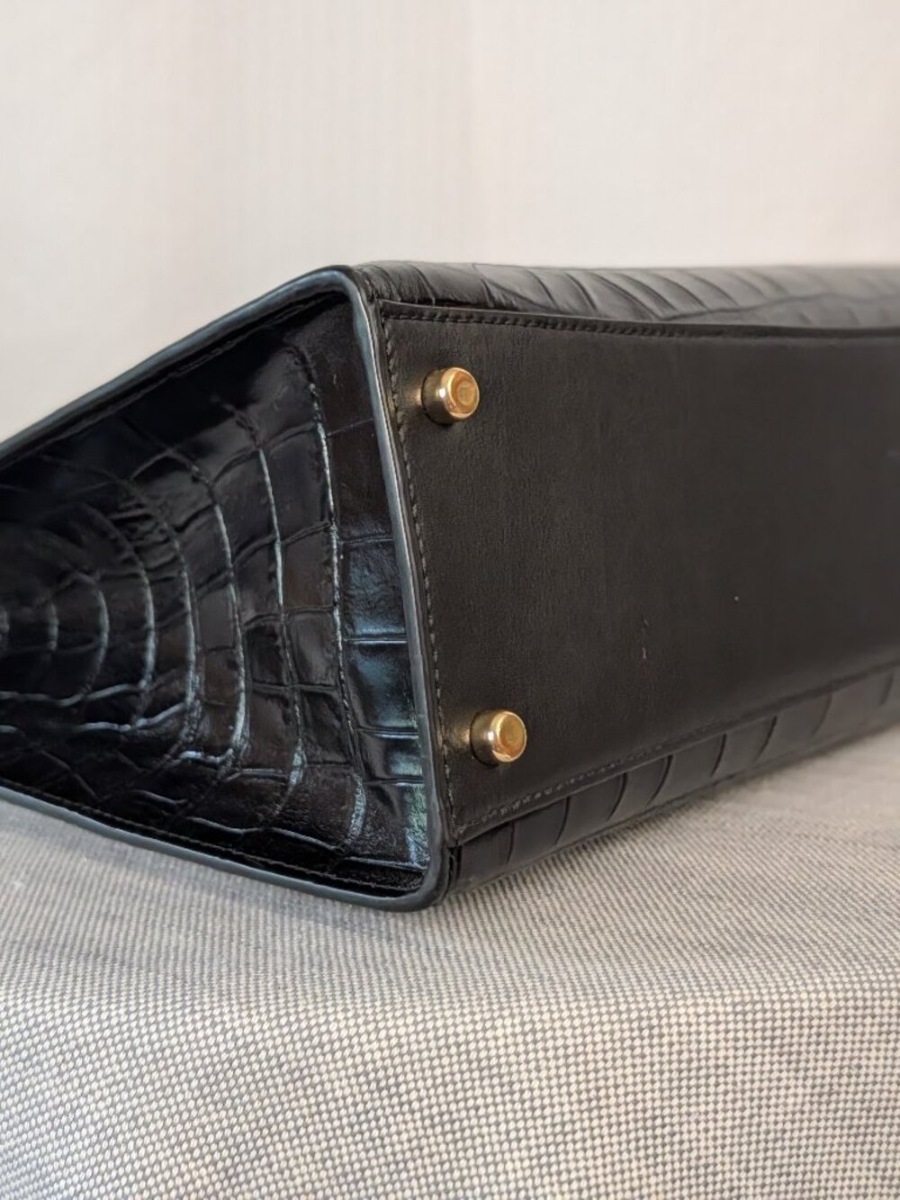 Coach Nina Tote Black Croc Embossed Leather Triple Compartment Bag CL654 - Picture 8 of 12